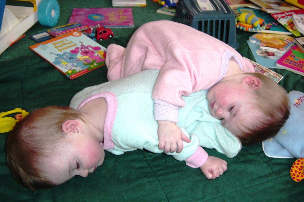 Sepasang bayi kembar sedang tidur berdampingan dengan tenang. Foto oleh Dustin M. Ramsey (CC BY-SA 2.5)
